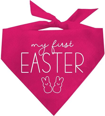 My First Easter Dog Bandana | 100% Cotton Adjustable Triangle | Made in USA | Easter Bunny | Egg Hunt| Funny Outfit Prop Photoshoot |Baby Blue, One Size (392) in Kuwait