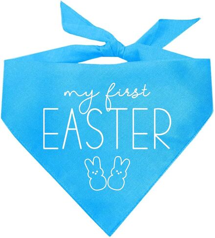 My First Easter Dog Bandana | 100% Cotton Adjustable Triangle | Made in USA | Easter Bunny | Egg Hunt| Funny Outfit Prop Photoshoot |Baby Blue, One Size (392) in Kuwait
