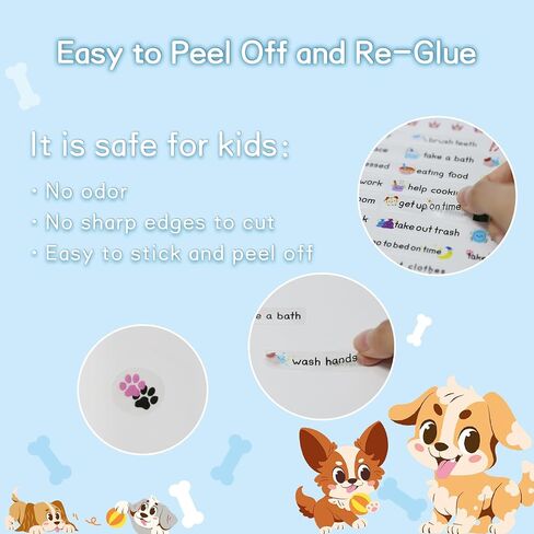 EkiShoal Dogs Kids Chore Chart Magnetic Set - 5 in 1 - Reward Chart for Kids, Good Behavior Chart for Kids at Home, My Responsibility Chart for Kids, Magnetic Reward Chart for Kids Behavior - Large in Saudi Arabia