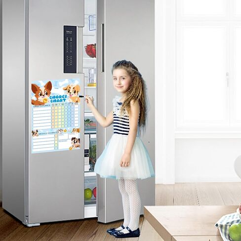 EkiShoal Dogs Kids Chore Chart Magnetic Set - 5 in 1 - Reward Chart for Kids, Good Behavior Chart for Kids at Home, My Responsibility Chart for Kids, Magnetic Reward Chart for Kids Behavior - Large in Saudi Arabia