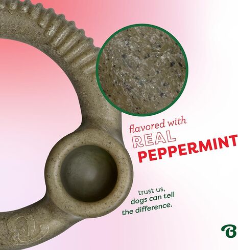 Benbone Peppermint Ring - نكهة عطلة محدودة الإصدار ، لعبة مضغ متينة للمضغات العدوانية ، المصنوعة في الولايات المتحدة الأمريكية ، المتوسطة in Kuwait