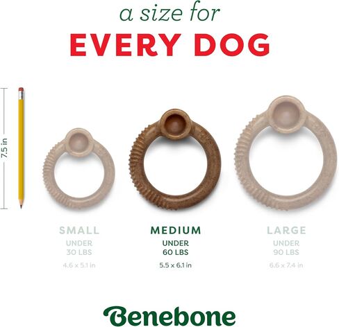 Benbone Peppermint Ring - نكهة عطلة محدودة الإصدار ، لعبة مضغ متينة للمضغات العدوانية ، المصنوعة في الولايات المتحدة الأمريكية ، المتوسطة in Kuwait