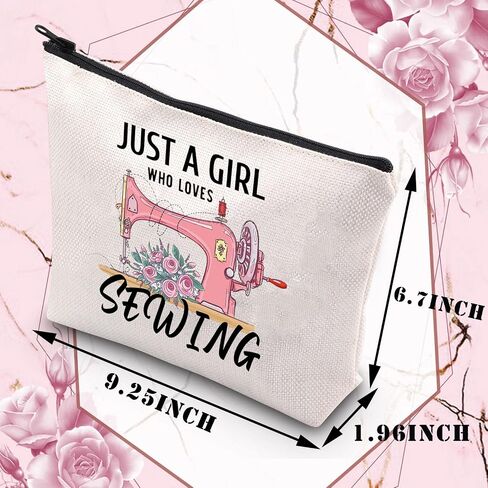 BDPWSS Sewing Makeup Bag Sewing Lover Gift Just a Girl Who Loves Sewing Funny Quilting Gift For Seamstresses Quilters Gift (Girl Loves Sewing) in Saudi Arabia