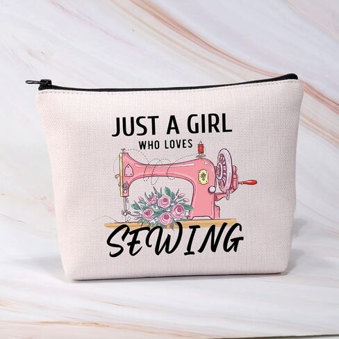 BDPWSS Sewing Makeup Bag Sewing Lover Gift Just a Girl Who Loves Sewing Funny Quilting Gift For Seamstresses Quilters Gift (Girl Loves Sewing) in Saudi Arabia
