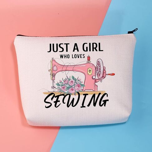 BDPWSS Sewing Makeup Bag Sewing Lover Gift Just a Girl Who Loves Sewing Funny Quilting Gift For Seamstresses Quilters Gift (Girl Loves Sewing) in Saudi Arabia