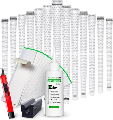 Wedge Guys GLP Velvet Golf Grips 13 Pack with Deluxe Grip Kit | All Weather Performance with Tour Level Traction | in White/Black & Standard/Midsize in Kuwait