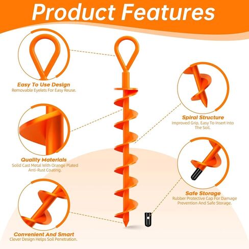 Ground Anchors Screw In -15" Mobile Home Anchors, Trampoline Stakes Anchors High Wind, Shed Anchors, Swing Set Anchors, Trampoline Anchors, Screw In Ground Anchors, Spiral Ground Anchors -2 Pcs in Kuwait