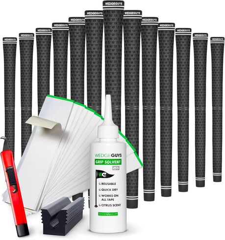 Wedge Guys GLP Velvet Golf Grips 13 Pack with Deluxe Grip Kit | All Weather Performance with Tour Level Traction | in White/Black & Standard/Midsize in Saudi Arabia