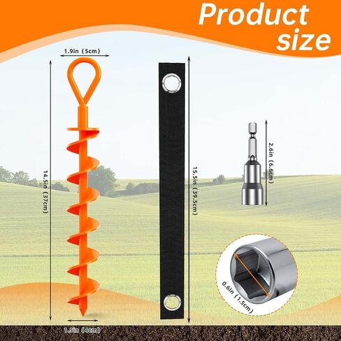 Ground Anchors Screw In -15" Mobile Home Anchors, Trampoline Stakes Anchors High Wind, Shed Anchors, Swing Set Anchors, Trampoline Anchors, Screw In Ground Anchors, Spiral Ground Anchors -2 Pcs in Kuwait