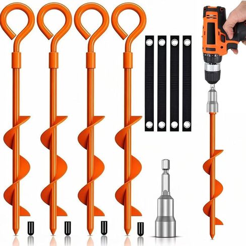 Ground Anchors Screw In -15" Mobile Home Anchors, Trampoline Stakes Anchors High Wind, Shed Anchors, Swing Set Anchors, Trampoline Anchors, Screw In Ground Anchors, Spiral Ground Anchors -2 Pcs in Kuwait