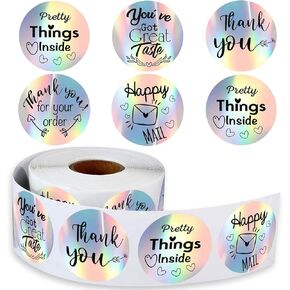 500pcs شكرا لك ملصقات ، 1.5 بوصة ثلاثية الأبعاد ، شكرا لك ملصقات صغيرة ، مقاومة للماء ، شكرا لك ملصقات التغليف على الأظرف صناديق صغيرة حاويات المبيعات أكياس المبيعات
