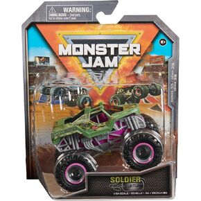 Monster Jam ، Soldier Fortune Chase Monster Truck ، مركبة مصبوبة ، 1:64 ، ألعاب الأطفال للأولاد الذين تتراوح أعمارهم بين 3 وما فوق