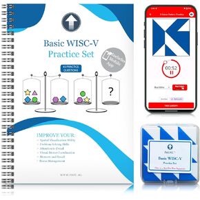 PRFCNL BASIC WISC-V Practice Set-45 Practice Practice ، مع 9 مكعبات بيضاء زرقاء وتطبيقات متنقلة ، مثالية لإدخال اختبارات الذكاء ، PDT PREP ، هدية Montessori التعليمية ، تطوير التفكير التجريدي