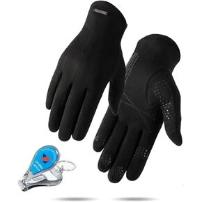 KXF Men’s Winter Warm Touchscreen 2-Finger-Less Thermal Slim Cut Anti-Slip Suede Gloves for Cold Weather Men Cycling
