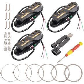 3pcs Guitar Single Coil Pickup Set Neck Middle Bridge SSS Pickup Kit for ST Style Guitar Accessory Parts (White)