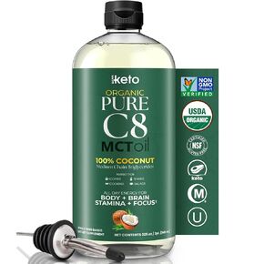 Keppi Flavorless MCT Oil - C8 and C10 for Keto Diet, Non-GMO, Certified Gluten-Free, Palm Oil Free, 32 oz Coconut Oil