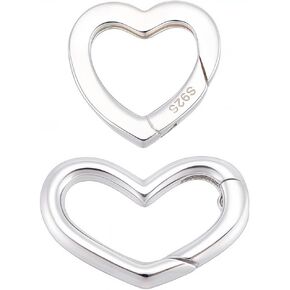 Sunnyclue 1 Box 2PCS 925 Sterling Silver Gate Rings Heart Spring Clasp Clasp Love Hearts على شكل أساور قلادة الإغلاق