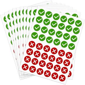 Teswey 480pcs ملصقات علامة الاختيار الخضراء ، والتحقق الأخضر ، ملصقات حمراء X ، والتحقق من أنفسهم وملصقات عبر الفصول الدراسية ، ومشاريع DIY