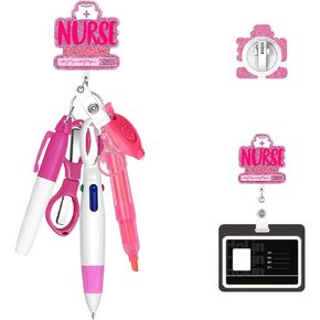 Nurse Pens Badge Reel Set, 6-Pack Retractable Nursing Badge Reel Accessories for Medical Assistants, Nurses & Nursing Students, Cute Badge ID Holder with Alligator Clips