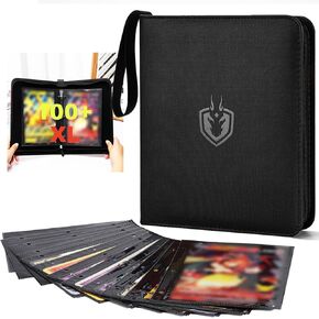 Jumbo Card Binder With 100+Sleeves Fit XL Oversized Jumbo Cards - Premium Penny Sleeves,3-Ring Jumbo Card Binder for Oversized Cards 5.7 * 7.9 Inch.
