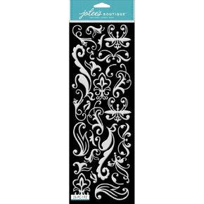 Jolees Boutique Stickers, White Large Glitter Swirls