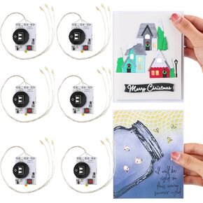 وحدات الإضاءة ذاتية اللصق مع مصابيح LED بيضاء دافئة لصنع البطاقات ، وحدات الضوء 6pcs مع 3LEleds أضواء سهلة لصنع بطاقات إضاءة ، أضف أضواء إلى بطاقات شاكر المصنوعة يدويًا ، صفحة سجل القصاصات بدون بطارية