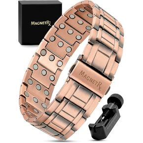 سوار MagnetRX® من النحاس النقي للرجال - أساور نحاسية مغناطيسية فعالة فائقة القوة - طول سوار قابل للتعديل مع أداة التحجيم المضمنة (نمط الأسد) in Kuwait