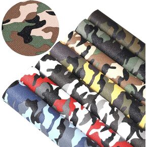 Picheng 7 Pieces Camouflage Faux Leather Sheets,Camouflage Blue PU Synthetic Leather Sheet for Earrings Bow Shoes DIY Craft Handmade Projects Hair Accessories Making 7 Pcs 8.2''x11.8''…