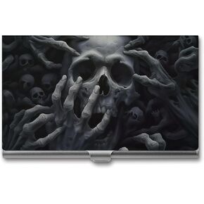 حامل بطاقة العمل في جمجمة الرعب Card Card Pocket CASE CASE SLIM Business Card Carders Pocket Metal Case Name Card Card for Men & Women