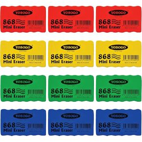Mini-Sized Dry-Erase Whiteboard Erasers - Pack of 12 | Compact and Lightweight for Classroom, Home, and Office Use | Non-Magnetic Felt Fabric (Assorted Colors)