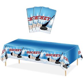 4 PCS Hockey Tableroths Hockey Decortions Hockey Table Cover Cover Plastic يمكن التخلص من الهوكي للهوكي للرجال الأولاد عيد ميلاد لعبة الهوكي الإمدادات ، 51 '× 86' '