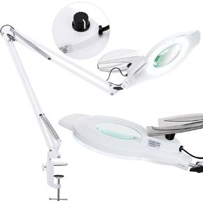 10x مكبرة زجاجية مع الضوء ، Nueyio 2200 Lumen dimmile dimmifier مع الضوء ، وعدسة حقيقية ، وذراع الأرجوحة القابلة للتعديل مضاء
