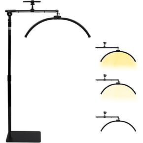 LED Half Moon Light, Dimmable Floor Stand Lash Light for Tattoo Artist/Esthetician, Lash Lamp with Remote Control