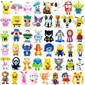 48Pcs 3D Silicone Focus Beads for Pen, Non-Repeat Cartoon Cute Focus Beads for Keychain Making DIY Bracelet Jewellery Making