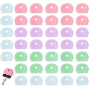 simarro 40-Pack Colored Keycap, Key Identifier Sets, Silicone Semi-Circular Identifier Covers, Suitable for Standard Regular Flat House Keys (Not Suitable for Odd-Shaped Keys), 4 Colors Available
