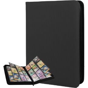 Trading Card Binder 9 Pocket with Zipper, Fvxldcz PU Cover Card Collection Binder 540 Cards Sleek Side-Loading Card Album, Sturdy Card Collection Folder for TCG, MTG, Yugioh, Sport Cards