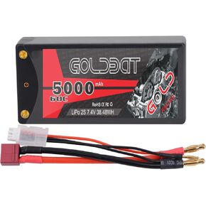 Goldbat 5000mah 2S 7.4V 60C حزمة بطارية Hardcase Lipo Shorty مع موصل RC 1/10 سيارات سيارات Scale Truggy Boat Racing