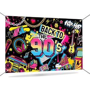 MOCSICKA 90S Party Party Backdrop Hip Hop Back to the 90s Party Decorations Retro Graffiti Wall 90s Photography Banner 70.8 × 43.3 inch