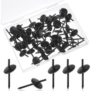 50 Pcs Picture Hanging Nails 20lbs Hooks Picture Hangers One Step Hangers Frame Hanger Kit Iron Alloy Nail Hooks Wooden One Step Photo Nails for Drywall Hanging Hardware (Black