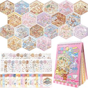 20 Sets DIY 3D Scene Stickers Book, 3D House Isometric Sticker Therapy,Extensive Collection of 3D Room Stickers Book for Adults Kids,Perfect for Relaxation, Craft Parties, Goodie Bags & Gifts