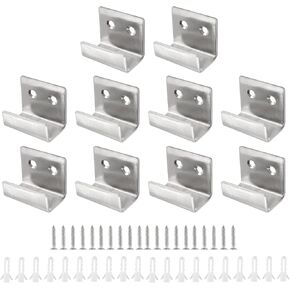 Hordion 10Pcs Stainless Steel Ceramic Tile Hanger, Wall Mounted Hanger Fastener, Heavy Duty Flat J Hooks Hanger - 0.4 Inch / 11mm Inner Width - Wall Hanger Bracket with Screws（Silver）