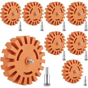 MIVIDE 8 PCS Decal Remover Eraser Wheel Tool Kit, 4inch Rubber Power Drill Attachment Car Adhesive, Pinstripe, Sticker, Vinyl Removal Tool Set with Drill Adapter for Cars, RV, Boats