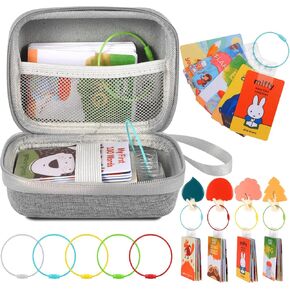 Card Case Holder for Yoto Cards, Portable Yoto Card Case Hold up to 80 Cards, Yoto Card Holder with 100 Hang Tags & 5 Wire Loops & 4 Hooks