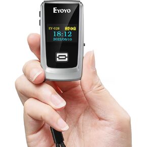 Eyoyo 2D QR Code Scanner with LCD Display, Mini Portable Bluetooth Barcode Scanner, Wireless 1D Book Bar Code Reader for Library Classroom Inventory Compatible with iPhone iPad Android iOS POS Laptop