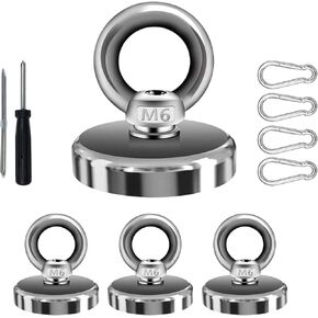 Strong Magnetic Hooks 0.98inches 70LBS（32kg） Magnetic Hooks Heavy Duty Strong Neodymium Magnets with Countersunk Hole Eyebolt Perfect for Home, Kitchen, Workplace, Office, Pack of 20