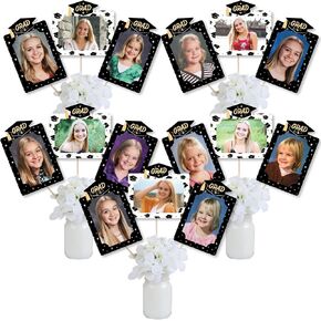 Big Dot of Happiness Goodbye High School, Hello College - Graduation Party Picture Centerpiece Sticks - Photo Table Toppers - 15 Pieces