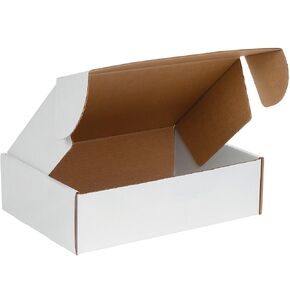 الصناديق FAST BFMFL12113 دلوكس الأدب المرسل للكرتون ، 12 × 11 × 3 بوصات ، صناديق الشحن المقطوعة مموجة ، مربعات بريدية بيضاء كبيرة (حزمة 50)