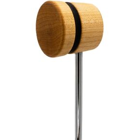 Low Boy Lightweight Wood Bass Drum Beater - Versatile Light-Weight Kick Drum Beater with Wood Surface & Aerospace-Grade Steel Rods (Natural with Black Stripes, 2-pack)