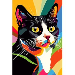 Pavemlo Framed Paint by Numbers Kit for Adults Cat Animal – 8x12inch Small Color by Numbers for Adults Canvas for Painting, Beginner-Friendly Art Kit, Perfect for Home Décor & Creative Gifts