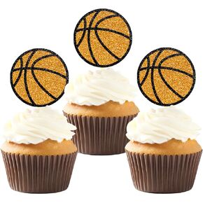 24Pcs Basketball Cupcake Toppers for Basketball Party Decorations, Basketball Player Cupcake Toppers, Basketball Theme Baby Shower Party Decorations (Basketball), BAK001
